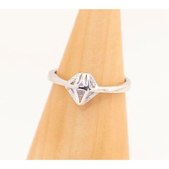 Vintage Diamond Prison Sterling Silver Adjustable Ring Size 7 1/2 - T13 - Picture 1 of 4